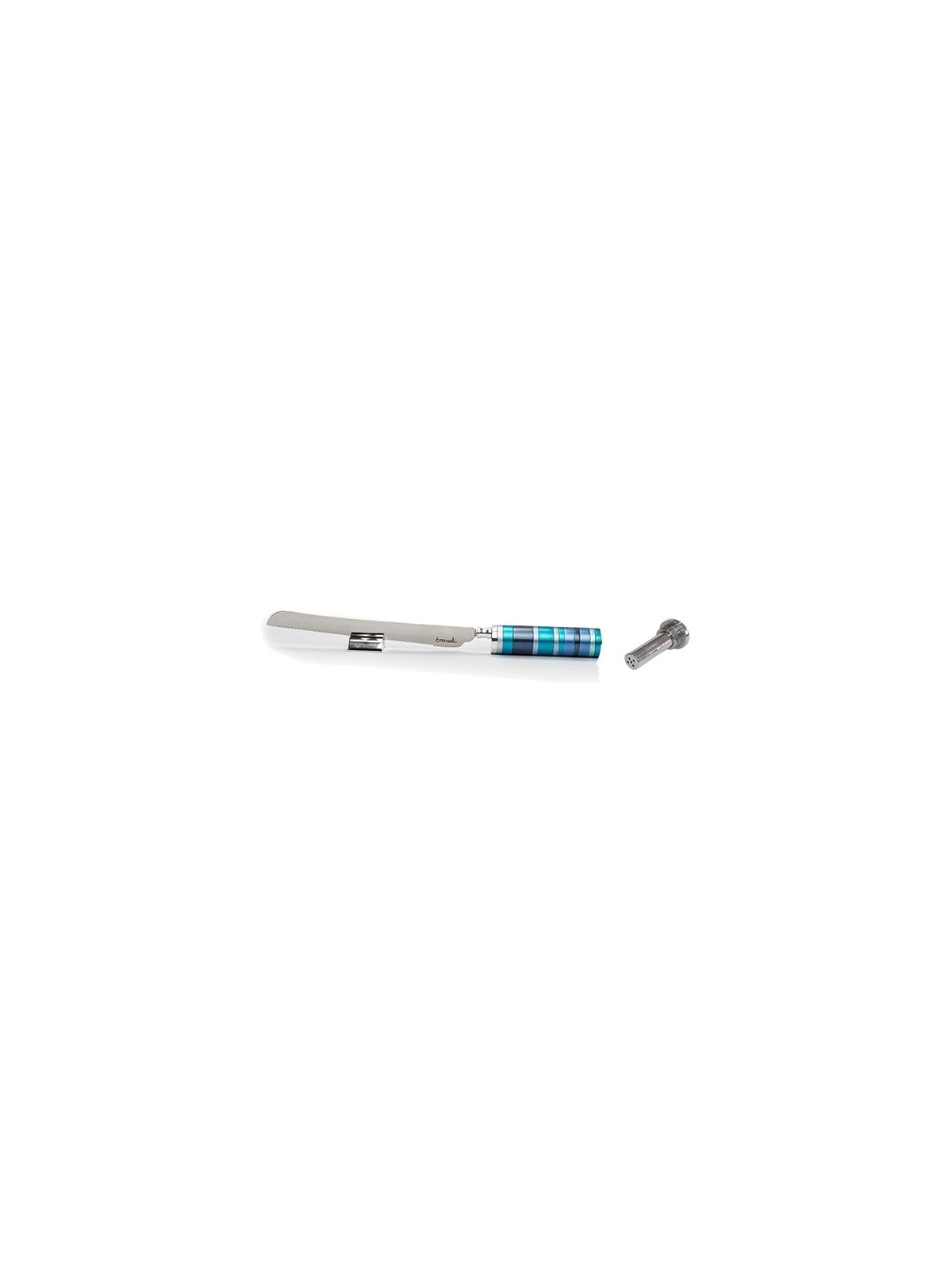 Yair Emanuel Colorful Rings Challah Knife With Mini Salt Shaker (Choic